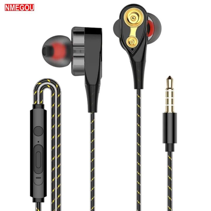 In Ear Hybrid Hifi Stereo Earphone Wired Hi Fi Dual Drivers Headphone with Microphone for IPhone Samsung 3.5mm Sport Ear Phones