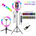 10" RGB LED Soft Ring Light with Tripod Stand for Photography Makeup YouTube Video Shooting Selfie - Ring Light. 