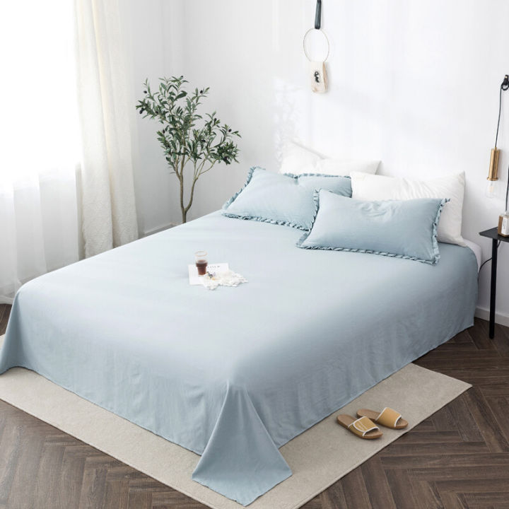Washed%20Cotton%20Flat%20Sheet%20Cadar%20Queen%20King%20Size%20Bed%20Sheets%20Solid%20Color%20Bedding%20Flat%20Bedsheet%20-%20Image%204