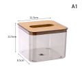 Tissue Clear Box Napkin Household Transparent Rectangular Wooden Modern Desktop Creative Transparent Table Tissue Box Holder.