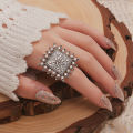 Retro Personality Exaggerated Small Mirror Opening Ring For Women Men Fashion Zircon Open Rings Finger Jewelry Gift.