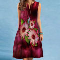 2023European and American New Dress Women's Fashion Bohemian Beach DressVCollar Sleeveless Foreign Trade Dress.