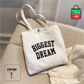 TAG Lifestyle Canvas Tote Bag/Exclusive BIGGEST DREAM Design Black Color for girls For University/College/Trendy Fashionable Women.