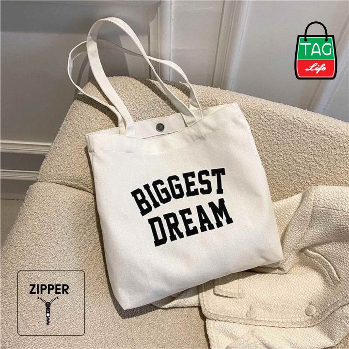 TAG%20Lifestyle%20Canvas%20Tote%20Bag/Exclusive%20BIGGEST%20DREAM%20Design%20Black%20Color%20for%20girls%20For%20University/College/Trendy%20Fashionable%20Women%20-%20Image%203