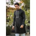 Masculine Black Semi Fit Casual  Panjabi For Men. 