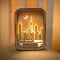 Creative Gift Home Decoration Desktop Decoration Travel Commemorative Gift Bedroom Bedside Atmosphere Small Night Lamp Wood Carving Lamp. 