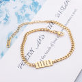 Fashion Non Tarnish Silver 18K Gold Plated Stainless Steel Charm 000-999 Angel Number Bracelet Jewelry For Women.