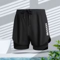 Sunnyheart Men Stretchy Shorts Men's Quick Dry Swim Shorts Double Layer Elastic Waist Trunks for Water Sports Jogging Slim Fit Breathable Design Buyers' Favorite Men Casual Shorts.