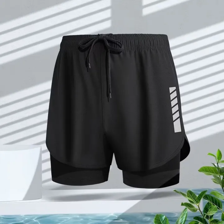 Sunnyheart%20Men%20Stretchy%20Shorts%20Men's%20Quick%20Dry%20Swim%20Shorts%20Double%20Layer%20Elastic%20Waist%20Trunks%20for%20Water%20Sports%20Jogging%20Slim%20Fit%20Breathable%20Design%20Buyers'%20Favorite%20Men%20Casual%20Shorts%20-%20Image%204