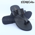 Iconic Shoes MenS Black Leather Sandal. 
