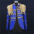 Mens Gold Tassels Court Prince Stylish Suit Jacket Brand Stand Collar Slim Fit Steampunk Gothic Vintage Uniform Costume Homme. 