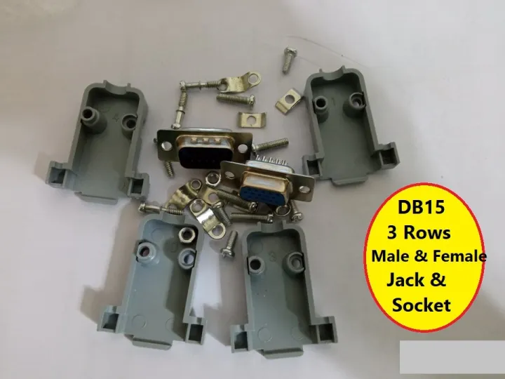 DB15%20DB-15%203%20ROWS%2015%20PIN%20Male%20&%20Female%20VGA%20Jack%20&%20Socket%20Plug%20Connector%20Adapters%203%20Row%2015Pin%20DIY%20With%20Plastic%20Back%20Shell%20Housing%20For%20Monitor%20Cables%C2%A0%20-%20Image%202