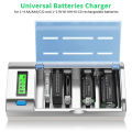 For 1.2V Ni-MH AA/AAA/C/D Size 9V Rechargeable Batteries Universal 6 slots LCD Display Smart Battery Charger EU/US Plug. 