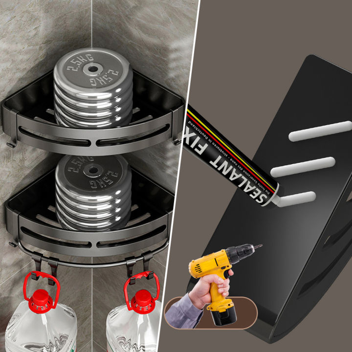 Migeet%20Bathroom%20Kitchen%20Shelf,%20Adhesive%20or%20Screws%20Wall%20Mounted%20Shower%20Shelving%20with%208%20Movable%20Hooks,%20Hydronalium%20rust-free%20Space-Aluminum%20Storage%20Organizer,%20Black,%20Set%20of%202%20-%20Image%208