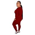 Plus Size Women's Clothing Solid Color Hooded Women Tracksuits Long Sleeve Zipper Matching Sets Elastic Pant Set Fitness Suits.