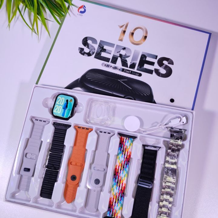 S30 Pro Max Smart Watch with 7 Straps. Series 10 Infinity Screen Bluetooth Calling Smartwatch