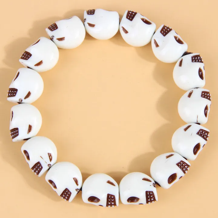 Fashion%20black%20white%20Resin%20Skull%20beads%20bracelets%20for%20women%20men%20-%20Image%202