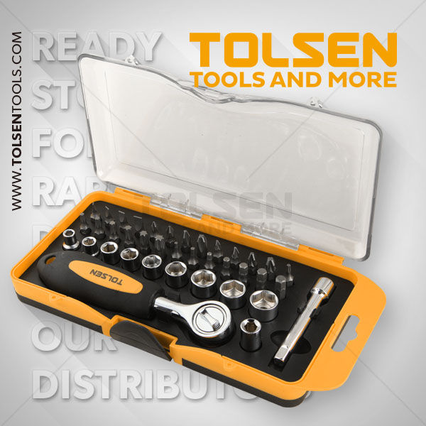 TOLSEN 20035 38Pcs Bit & Ratchet Socket Set ( 1/4\" Drive ) TPR Handle