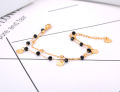 JeeMango Bohemia Titanium Stainless Steel Double Layer Bracelet For Women Original Design Black Crystal Chain Jewelry JB21117. 