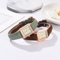 New Rectangle Quartz Women Watch Set Rhinestone Bracelet Leather Ladies Watches Casual Female Wristwatch Fashion Clock relogio. 