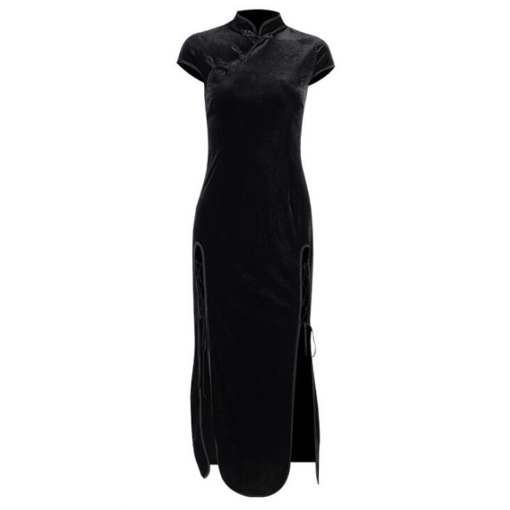 Gothic%20Women%20Dress%20Cheongsam%20Chinese%20Style%20Long%20Dresses%20Vintage%20Velvet%20Long%20Sleeve%20Side%20Split%20Lace%20Up%20Women%20Goth%202021%20-%20Image%203