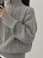 Women Autumn New Solid Color Sweater 2022 New Half High Collar Knit Pullover Baggy Long Sleeve Zipper Lady Knitwear BF Oversize.
