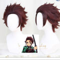 Demon Slayer: Kimetsu no Yaiba Tanjiro Kamado Short Chestnut Brown Heat Resistant Hair Cosplay Anime Wig + Wig Cap. 