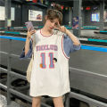 Fake Two Pieces Basketball WearTT-shirt Women's2022New Jersey Student Korean Style Loose Mid-Length Half Sleeveins-. 