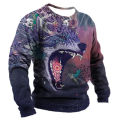 Men's long sleeve T-shirt winter 3D animal printed T shirts street fashion wolf pattern loose tops tees oversized men's clothing.