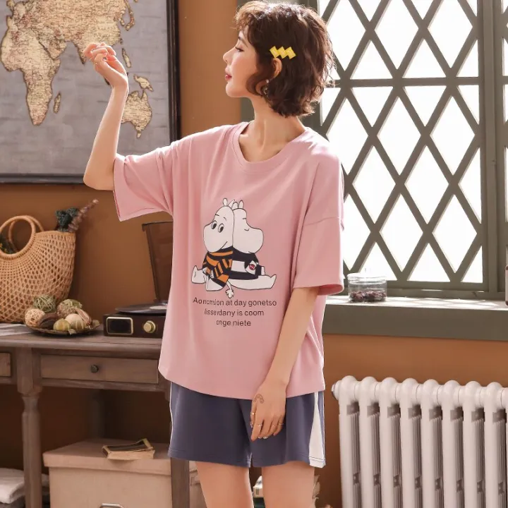 Flowers%20Pattern%20Pajamas%20Women%20Summer%20Short%20Sleeves%20Shorts%20Sleepwear%20Cotton%20Pijama%20Comfort%20Nightwear%20Plus%20Size%20Pyjamas%20-%20Image%206