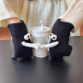 Full Finger Winter Gloves Black And White Mittens Creative Couple Gloves Funny Big Eye Mittens Couple Mittens Hand-holding Gloves.