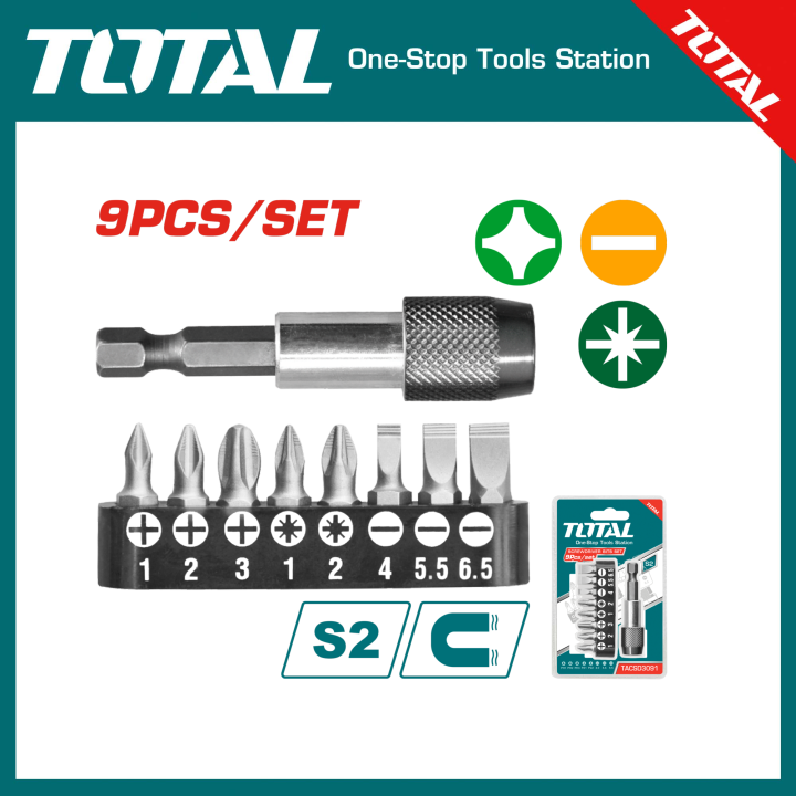TOTAL 9 Pcs screwdriver bits set TACSD3091