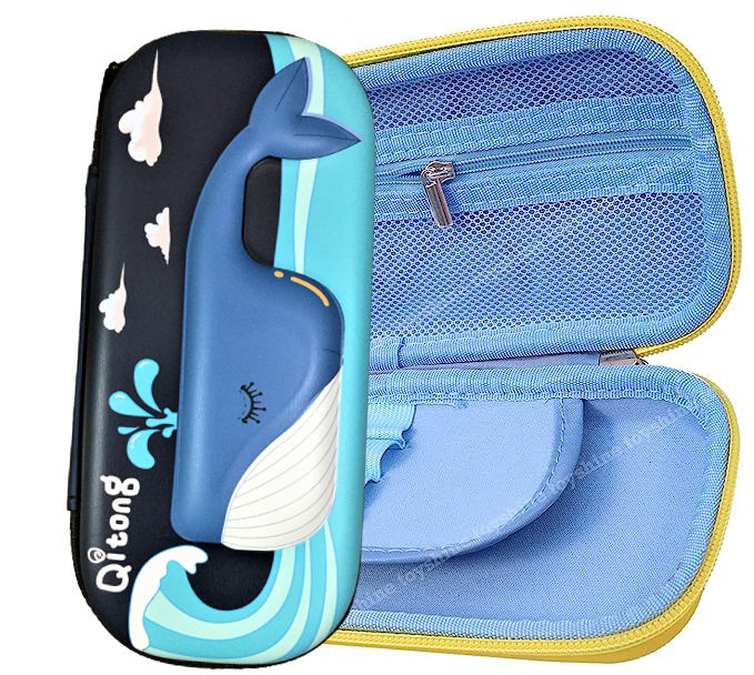 Qitong%20Blue%20Whale%20Green%203D%20Pencil%20Case/Box%20with%20Compartments%20-%20Kids%20School%20Supply%20Organizer%20Students%20Stationery%20Box%20-%20Girls%20Boys%20Pen%20Case%20Black%20Color%20-%20Image%204