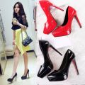 Waterproof Platform High Heels Stiletto Heel Pointed Toe Small Size Women's Shoes Ultra High Heel Black Nightclub Work Shoes Red Wedding Shoes. 