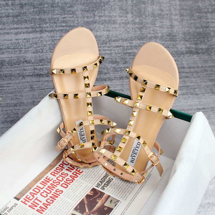 2023%20summer%20women's%20sandals%20ladies%20casual%20flat%20shoes%20simple%20style%20Fashion%20rivet%20design%20walking%20and%20shopping%20Large%20size%2041-43%20-%20Image%202