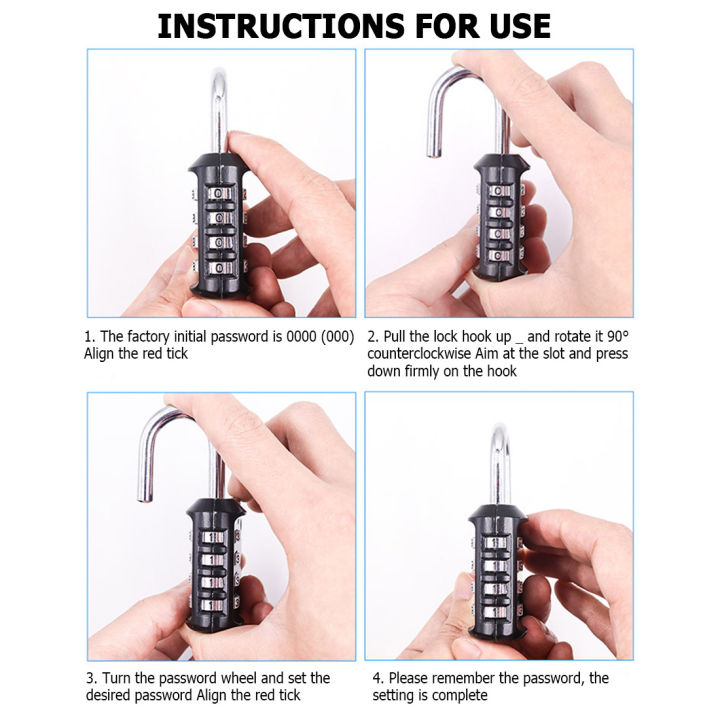 1 Pack 4 Digit Combination Lock, Locker Lock, Padlock Outdoor Indoor ...