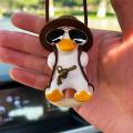 Anime Duck Car Interior Decoration Cute Gypsum Swing Duck With Pipe Glasses Auto Rearview Mirror Pendant For Car Accessories. 