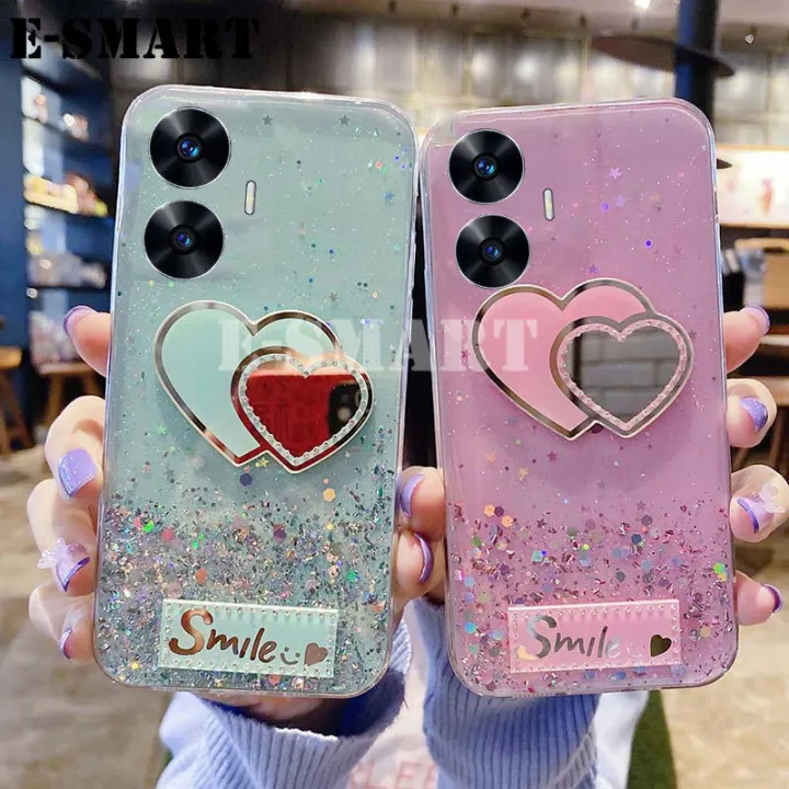 New%20Design%20Case%20For%20Realme%20C55%20Back%20cover%20Glitter%20Soft%20Transparent%20Be%20Love%20Makeup%20Mirror%20Stars%20Moon%20For%20Realme%20C55%20case%20-%20Image%204