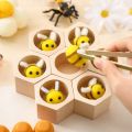 Wooden Montessori Baby Bee Sorting Toys Honeycomb Sorting Sensory Toys for Children Educational Hexagon Box Counting Puzzle Toys.