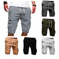 Summer Men Cargo Half Pants Casual Elastic Waist Pocket Solid Pocket Loose Shorts Oversized S-5XL BSDFS-ZK36.