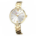 Curren 9017 Stainless Steel Analog Watch For Women -  Gold , White -  Watch For Women. 