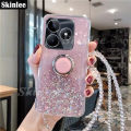 Phone Case for Realme C53 Back Cover Glitter Starry Sky Bling Ring Lanyard Shiny Soft Cases Casing Hp for Realme C53 Phone Cases Transparent Holder Stand Cover Stars Girls. 