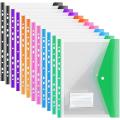 12Pack A4 Plastic File Folder, for A4 Folders,with Closure& Pocket. 