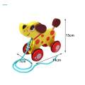 Animal Push and Pull Along Toys Educational Toy Handmade Wooden Pull Toy for 1 Year Olds Boys Girls. 