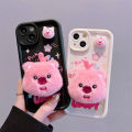 Phone Case For Oppo A16 A17 A53 A55 A18 A38 A76 A74 A12 A54s A1k A77 A95 A3s A5s A16s A31 A52 A16K A96 A17k A9 A16E A77s Casing Cute Pink 3D Plushie Doll Loopy Cartoon Korean Silicone Fashion Cover Soft Shockproof Couple. 