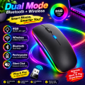Bluetooth 5.0 Wireless Mouse For Laptop Computer PC Macbook Gaming Mouse 2.4GHz With USB Rechargeable RGB Light Power Indicator. 