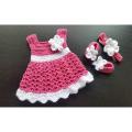 Baby Kids Girls Sweater Dress Knit Crochet Dresses Clothes with hair band and shoe combo. 