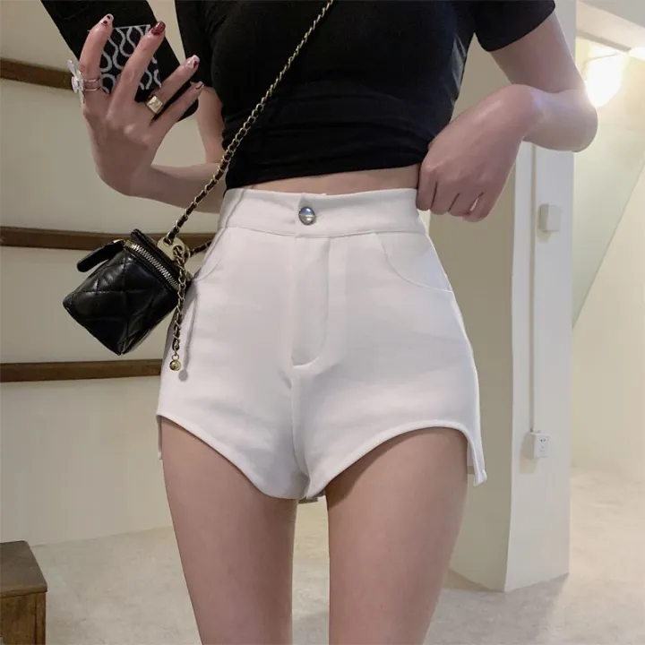 Suit%20Hot%20Girl%20White%20Super%20Short%20Shorts%20High%20Waist%20Casual%20PantsinsWomen's%20All-Matching%20Autumn2023New%20Split%20Hot%20Pants%20-%20Image%202