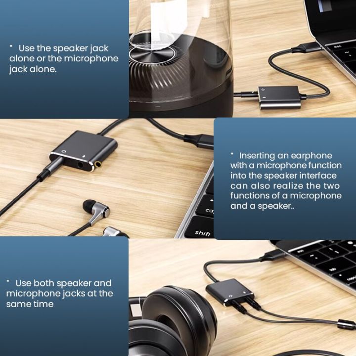 【Tech-savvy】 USB Sound Card Adapter with 3.5mm Headphone and Microphone Jack Braided Cable External USB Audio Adapter for Windows