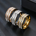 Hot Sale Rings Jewelry Set Couple Ring 4MM 8MM Square Single and Double Diamond Jewelry Wedding Ring Stainless Steel for Women.